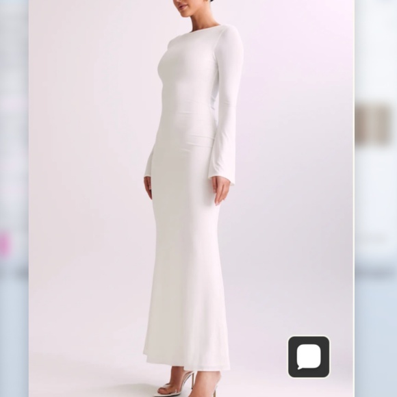 Meshki Tarna Slinky Fishtail Maxi Dress - Ivory - Size Medium - Picture 2 of 7